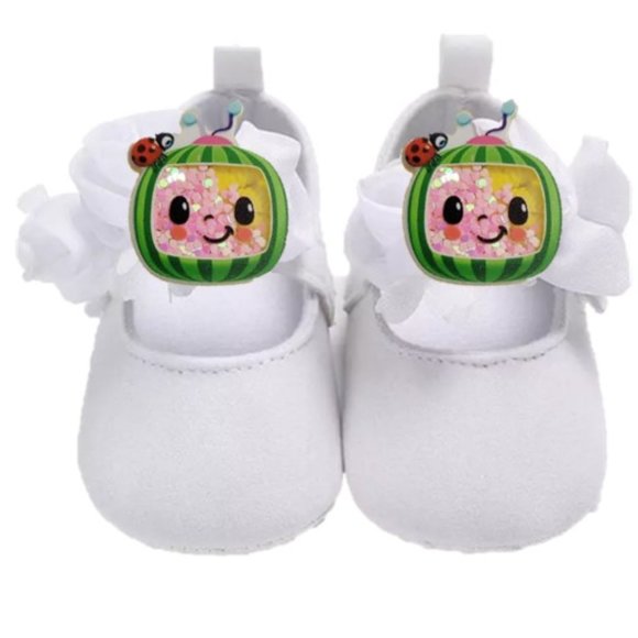Cocomelon Shoes White Baby Girl Outfit Crib Shoes Birthday Coco melon - Picture 1 of 1